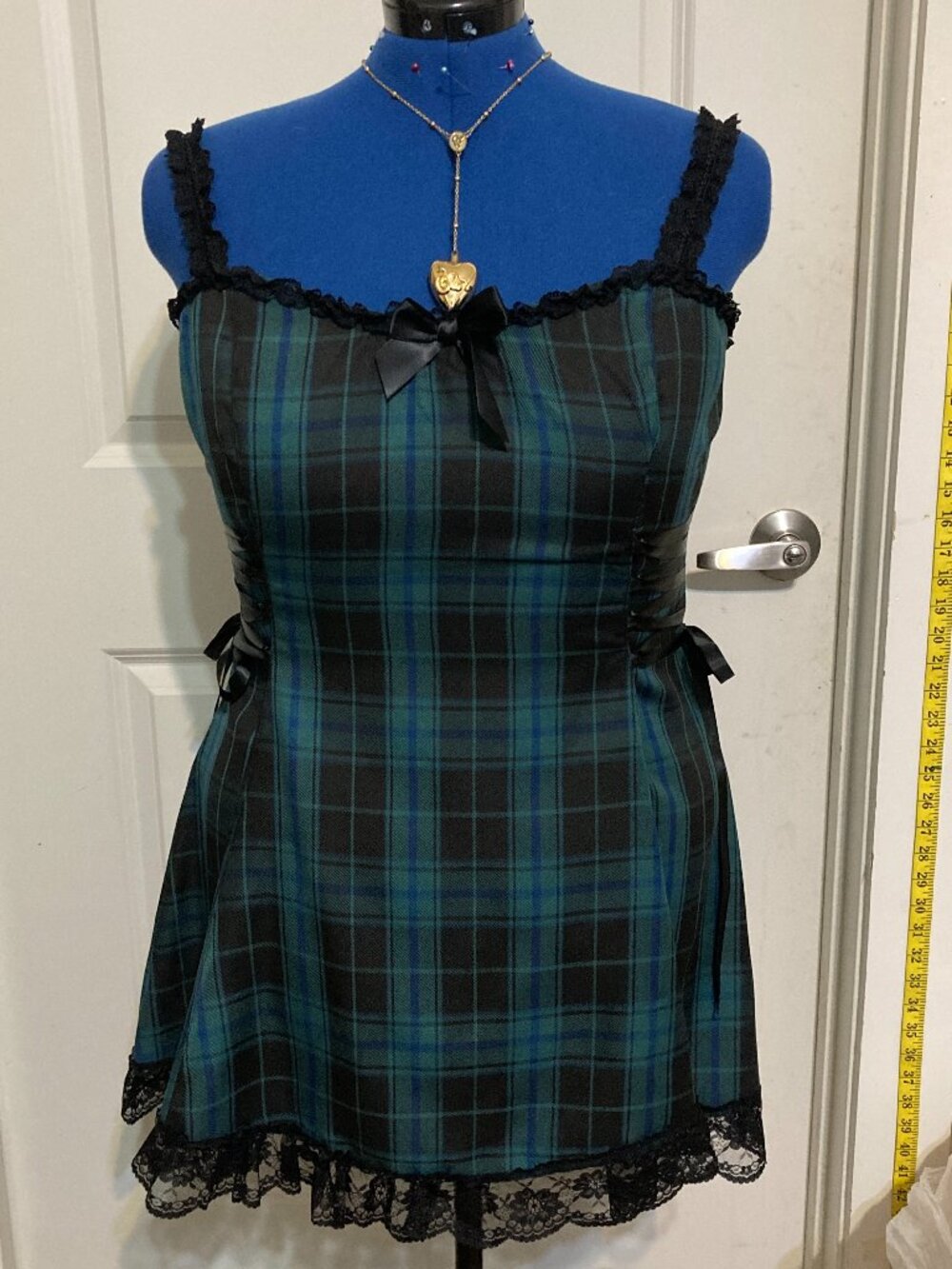 Dolls Kill Widow Teal Charm School Dropout Plaid Mini Dress
